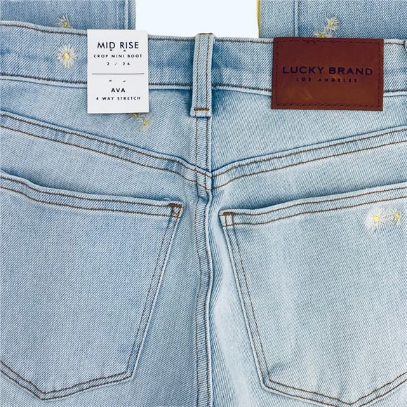 Lucky Brand Ava Mid Rise Crop Mini Boot with Floral Embroidery. Size 2 - Picture 7 of 14